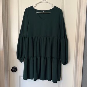 Dark Green Tiered Dress